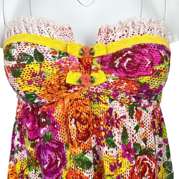 BETSEY JOHNSON Vintage Floral Swim Dress Sz Small - Picture 3 of 7